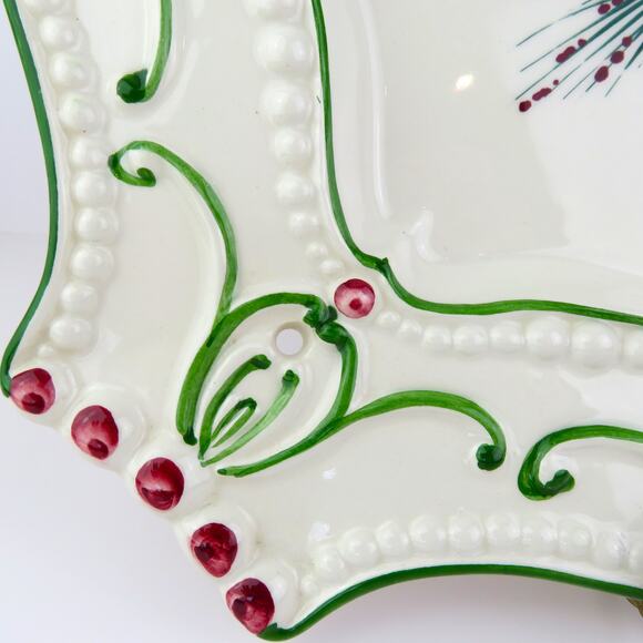 Casafina Portugal Hand Painted Floral Pierced Lace Edge 12.25" Ceramic Platter - Picture 5 of 16